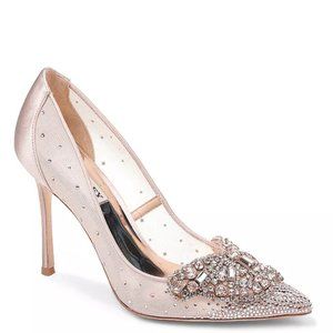 Badgley Mischka Quintana Crystal & Mesh High-Heel Pumps Size 9.5